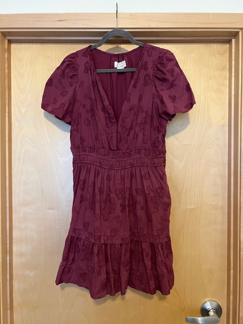 Anthropologie Dark Rose Pink Somerset V-Neck Mini Dress
